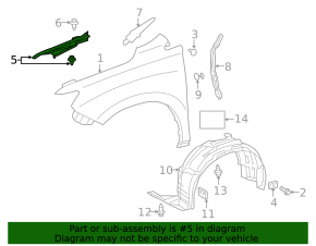 Seal wing hood-wing right Lexus RX350 RX450h 10-15