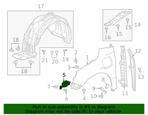 Fender bracket right Honda Clarity 18-21 usa upper