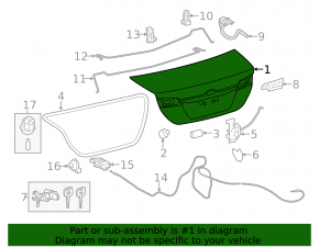 Toyota Camry v50 12-14 trunk lid for spoiler, without camera