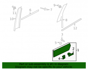 Door trim lower rear left VW Touareg 11-17 with chrome molding