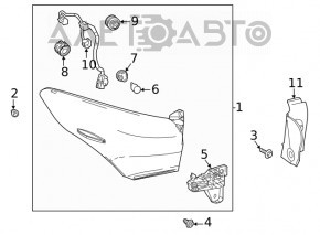 Outer wing light trim right Toyota Highlander 20-