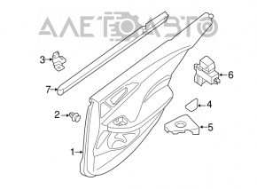 Door trim card rear left Nissan Maxima A36 16-18 beige