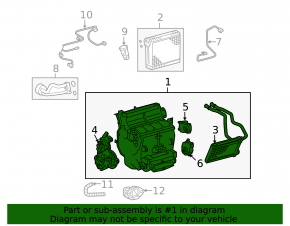 Bare air conditioner housing, left side of 2016 Toyota Sequoia