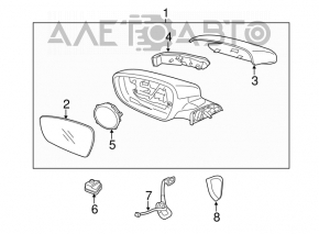 Left side mirror complete Kia Forte 4d 14-16 prerest 6 pins, turn signal