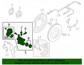 Rear right brake caliper for Audi A4 17-25, 300mm