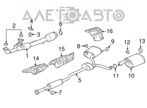 Muffler rear barrel left Acura TLX 15-17 FWD