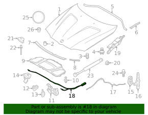 Hood Release Cable Front BMW X3 F25 11-17