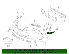 Front bumper mount, long, right, Lexus ES350 07-12