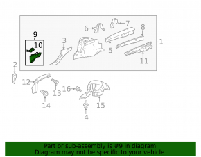 Lower reinforcement for the right fender apron for a Toyota Highlander 2013