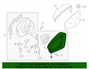 Left mirror element housing VW Tiguan 18-24