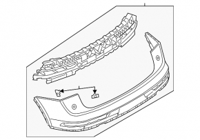 Bare rear bumper upper part Audi Q5 80A 21-24 for 6 parking sensors