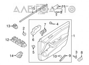 Front left door panel, Hyundai Sonata 15-17 USA, gray