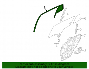 Rear left door glass seal Hyundai Ioniq 17-22