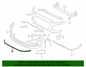 Front Bumper Lip Hyundai Kona 18-21 1.6, 2.0