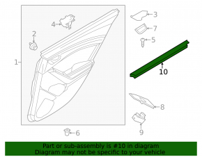 Glass seal inner door rear right Mazda 3 14-18 BM