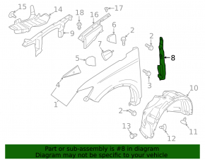 Left door-wing seal for Lincoln MKX 16-18