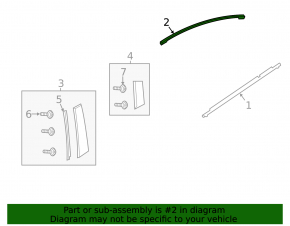 Upper rear right door molding for Mazda 6 18-21, chrome, butt, glued