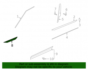 Land Rover Range Rover Evoque 19-23 front left door molding, gloss black