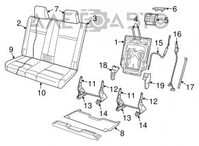 Rear seat 2nd row Dodge Journey 11-19 cloth black