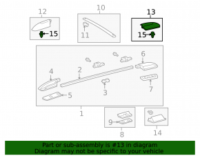 Rear left longitudinal rail trim Toyota Sequoia 08-16 black, broken fastener
