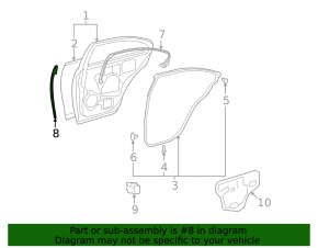 Seal door side rear right Lexus ES350 07-12 front