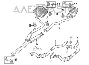 Receiving pipe with catalytic converter right Chrysler 300 11-19 3.6