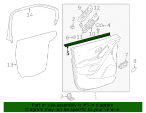 Inner glass seal for the front left door of a Buick Encore 13-22