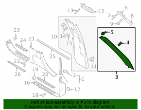 Left front pillar trim for Porsche Cayenne 958 11-14, beige fabric