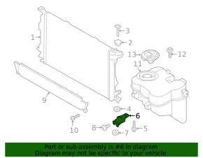 Radiator bracket lower left Porsche Macan 15- 2.9T, 3.0T, 3.6T