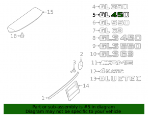 Emblem inscription GL 450 trunk door Mercedes GLS-class X166 13-16