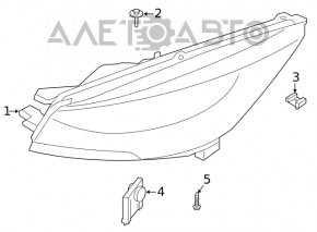 Left front headlight assembly for Ford Escape MK4 20-22 LED, needs polishing, cracked varnish