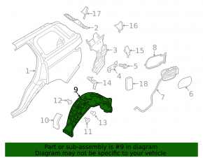 Rear left fender liner for Land Rover Range Rover 13-21