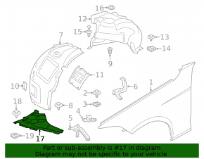 Front left lower fender liner for BMW 3 Series F30 12-18 Sedan/Wagon, fender & shields, with M package