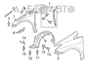 Front right mudguard Toyota Prius 30 12-15 plug-in
