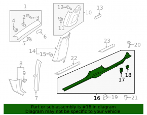 Door sill trim inner right VW Passat 20-22 black