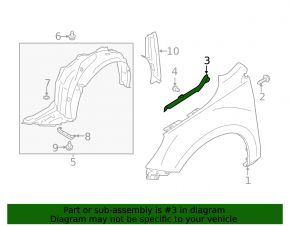 Seal wing hood-wing right Subaru Legacy 15-19