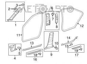 Door sill outer rear left Toyota Camry v50 12-14 usa black, worn
