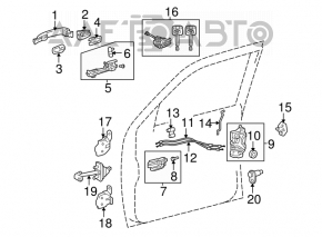 Outside door handle, front right, Toyota Sienna 2004-2008