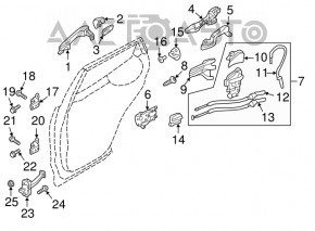 Upper rear right door hinge for Kia Sorento 10-15