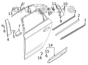Molding door-glass central rear right Audi Q5 80A 18-24