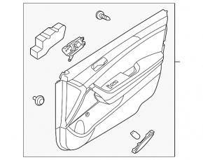 Door trim panel, front left, Hyundai Sonata 15-17 USA, black