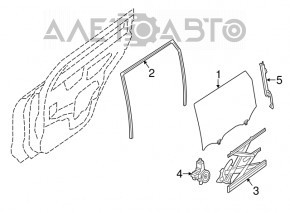 Glass seal rear right Nissan Rogue 14-20