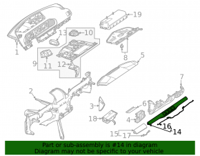 Front panel trim right Mercedes W167 GLE 350 450 20-22 wood, with backlight