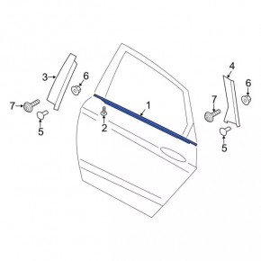 Door-glass molding, central rear left, Ford Fusion mk5 13-20, chrome