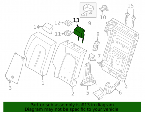 Headrest front right Lincoln MKZ 13-16 leather, black