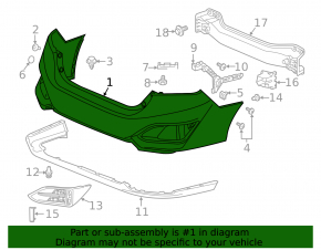 Rear bumper bare Honda Clarity 18-21 usa