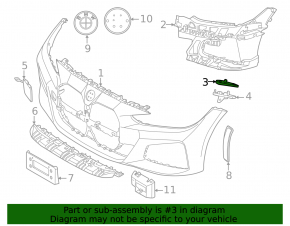 Front bumper mount, left upper fender, BMW 4 Series G22 G26 21-25 Without m sport design, bumper cover & trim