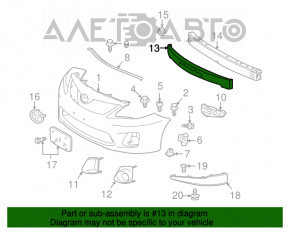 Toyota Corolla 11-13 front bumper absorber cracked, guide rails broken