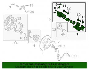 Rear right caliper assembly for Hyundai Sonata 16-19 hybrid