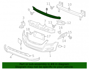 Front bumper reinforcement for VW Tiguan 09-11